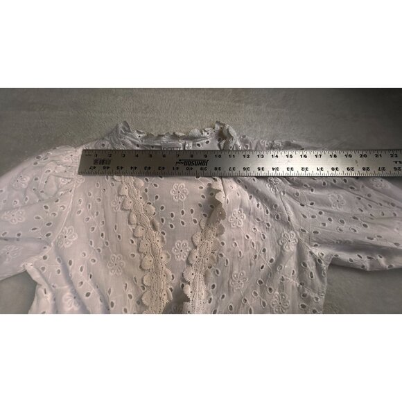 Dotti Womens White Cotton Eyelet Lace Open Front Duster Cardigan/Dress Small - Picture 5 of 9